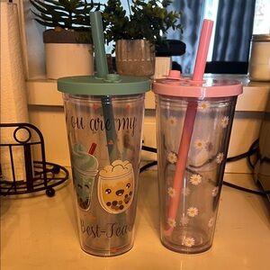 Boba tea Tumblers - Pink and Teal